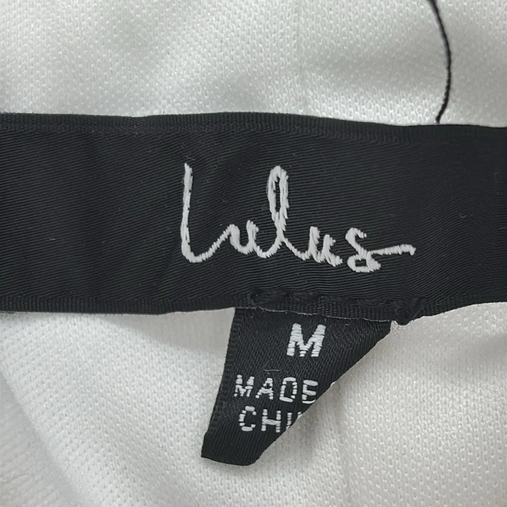 Lulus Glowing Intentions White SEQUIN Bustier Tie-Strap Mini Dress size M NWT - Picture 10 of 16
